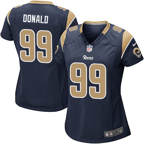 Women's Game Aaron Donald Nike Jersey Navy Blue Home - #99 NFL Los Angeles Rams